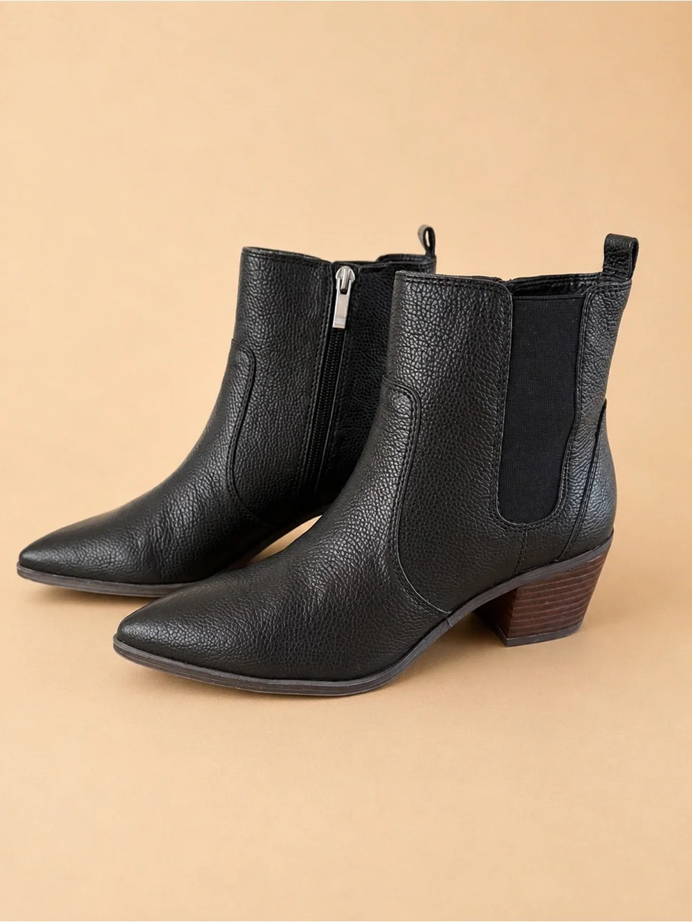 Franco Sarto Sager Black Leather Western Pointed Toe Ankle Boots Size 7